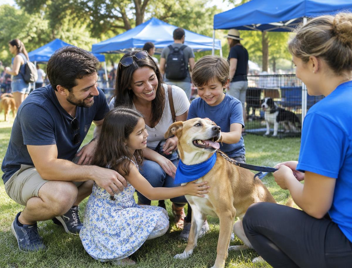Menschen bei einer Adoptionsveranstaltung im Park